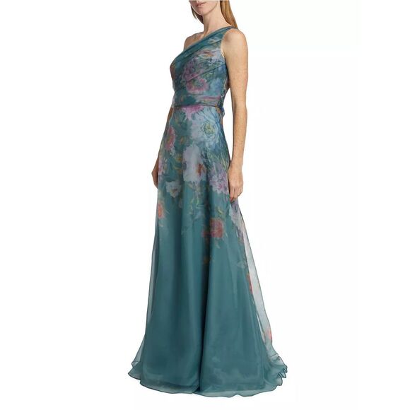 Rene Ruiz Collection Floral One-Shoulder Organza Gown Size 10 $1795 - Picture 2 of 10